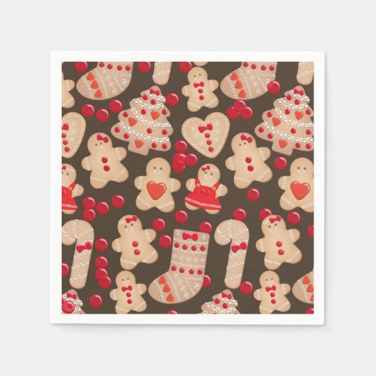 ジンガーブレッドクッキーホリデークッキー交換パーティー スタンダードカクテルナプキン (正面)
