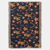 ジンガーブレッドクッキーマン&ホリデーデコール スローブランケット (正面縦)