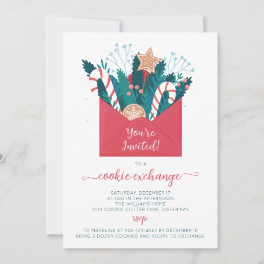 ジンガーブレッドクッキー交換パーティの招待状 招待状 (正面)