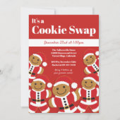 ジンガーブレッドサンタクッキースワップホリデーパーティー 招待状 (正面)