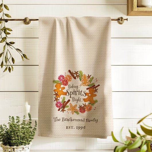 ジンガーブレッドシトラススパイスリースクリスマスホリデー キッチンタオル