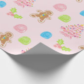 ジンガーブレッドスイーツパステルピンクラッピング紙 ラッピングペーパー (角)