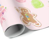 ジンガーブレッドスイーツパステルピンクラッピング紙 ラッピングペーパー (ロールコーナー)