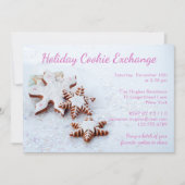 ジンガーブレッドスノーフレークホリデークッキー交換 招待状 (正面)