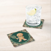 ジンガーブレッドテニスグランドスラム🎾🎄カスタム文字 スクエアペーパーコースター (インサイチュ)