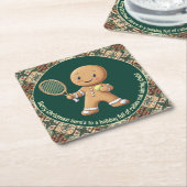 ジンガーブレッドテニスグランドスラム🎾🎄カスタム文字 スクエアペーパーコースター (アングル)