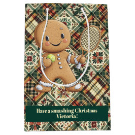 ジンガーブレッドテニスグランドスラム🎾🎄カスタム文字 ミディアムペーパーバッグ