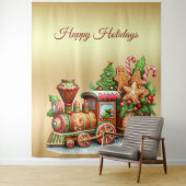 ジンガーブレッドトレインホリデーバックドロップ タペストリー (インサイチュ)