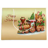 ジンガーブレッドトレインホリデー抱き枕 ラージペーパーバッグ (正面)