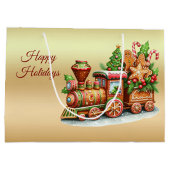 ジンガーブレッドトレインホリデー抱き枕 ラージペーパーバッグ (裏面)