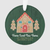 ジンガーブレッドニューホーム素朴グリーンホリデーカスタム オーナメント (正面)