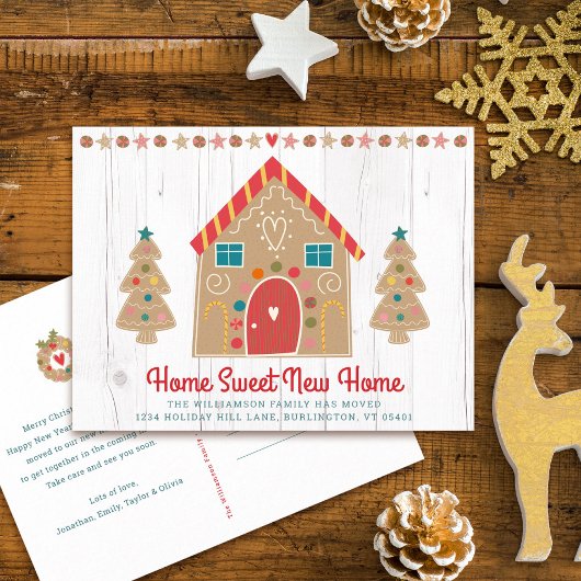 ジンガーブレッドニュー素朴ホームウッドホリデームービング 案内ポストカード