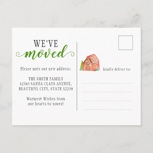 ジンガーブレッドハウスカー引っ越しましたホリデームービング 案内ポストカード (裏面)