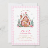 ジンガーブレッドハウスガールバースデーパーティーの招待 招待状 (正面)