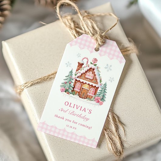 ジンガーブレッドハウスガールバースデーパーティー ギフトタグ
