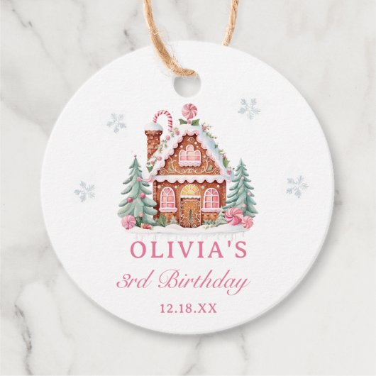 ジンガーブレッドハウスガール1st誕生日パーティー フェイバータグ (正面)
