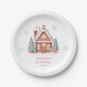 ジンガーブレッドハウスガール1st誕生日パーティー ペーパープレート (正面)
