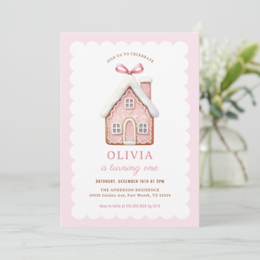 ジンガーブレッドハウスガール1st誕生日パーティー 招待状 (スタンド正面)