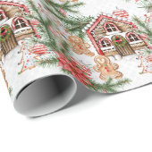 ジンガーブレッドハウスキャンディーケーンレトロクリスマスギフト ラッピングペーパー (ロールコーナー)