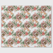 ジンガーブレッドハウスキャンディーケーンレトロクリスマスギフト ラッピングペーパー (フラット)