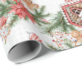 ジンガーブレッドハウスキャンディーケーンレトロクリスマスギフト ラッピングペーパー (ロールコーナー)