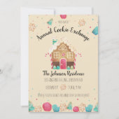 ジンガーブレッドハウスキュートホリデークッキー交換 招待状 (正面)