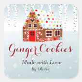 ジンガーブレッドハウスクッキージャードギフトステッカー スクエアシール (正面)