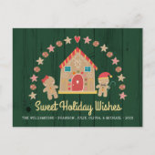 ジンガーブレッドハウスクッキースウィートウィズグリーン素朴 シーズンポストカード (正面)