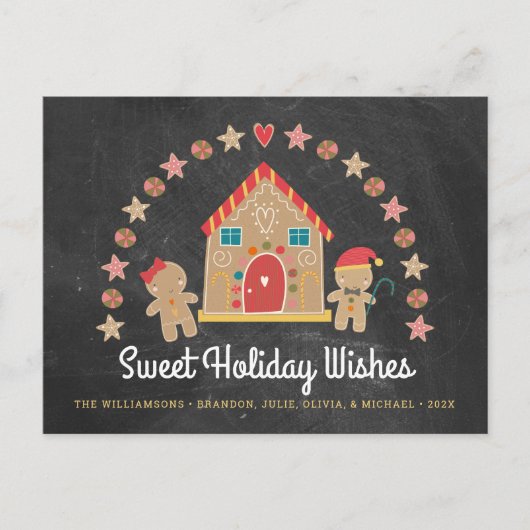 ジンガーブレッドハウスクッキースウィートウィッシュシャルボード シーズンポストカード (正面)