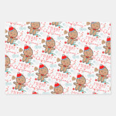 ジンガーブレッドハウスクッキースノーフレークメリークリスマス ラッピングペーパーシート (正面3)