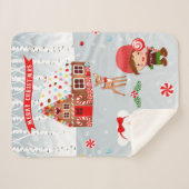 ジンガーブレッドハウスクッキーフリースブランケット シェルパブランケット (正面(横))