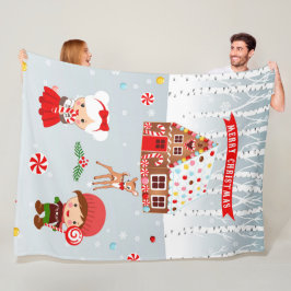 ジンガーブレッドハウスクッキーフリースブランケット フリースブランケット