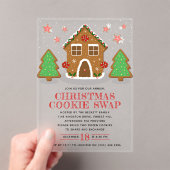 ジンガーブレッドハウスクッキー交換クリスマスパーティー アクリル招待状 (インサイチュ (ポータブル))