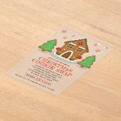 ジンガーブレッドハウスクッキー交換クリスマスパーティー アクリル招待状 (レイダウン)