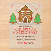 ジンガーブレッドハウスクッキー交換クリスマスパーティー アクリル招待状 (正面)
