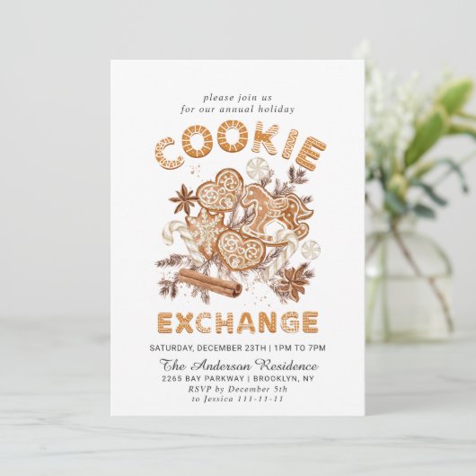 ジンガーブレッドハウスクッキー交換クリスマスパーティー 招待状 (スタンド正面)