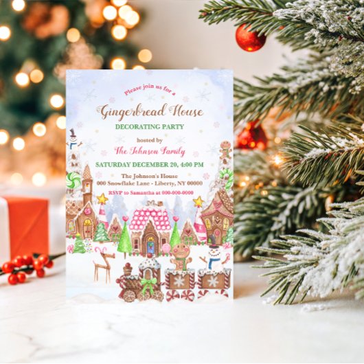 ジンガーブレッドハウスクッキー飾ズパーティー 招待状