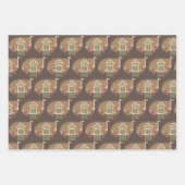 ジンガーブレッドハウスクリスマススノーフレークブラウン ラッピングペーパーシート (正面2)