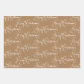 ジンガーブレッドハウスクリスマススノーフレークブラウン ラッピングペーパーシート (正面)