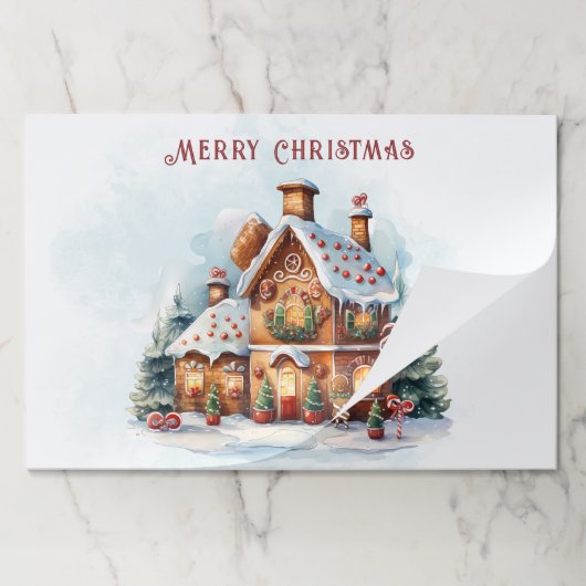 ジンガーブレッドハウスクリスマスティアウェイランチョンマット ペーパーパッド (折り畳み)
