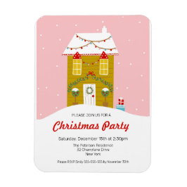 ジンガーブレッドハウスクリスマスパーティの招待状 マグネット