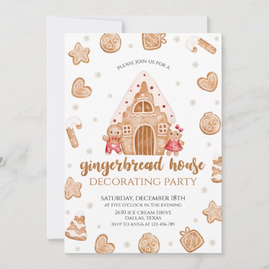 ジンガーブレッドハウスクリスマスパーティの招待状 招待状 (正面)