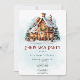 ジンガーブレッドハウスクリスマスパーティの招待状 招待状
