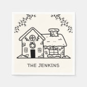 ジンガーブレッドハウスクリスマスパーティー スタンダードカクテルナプキン (正面)