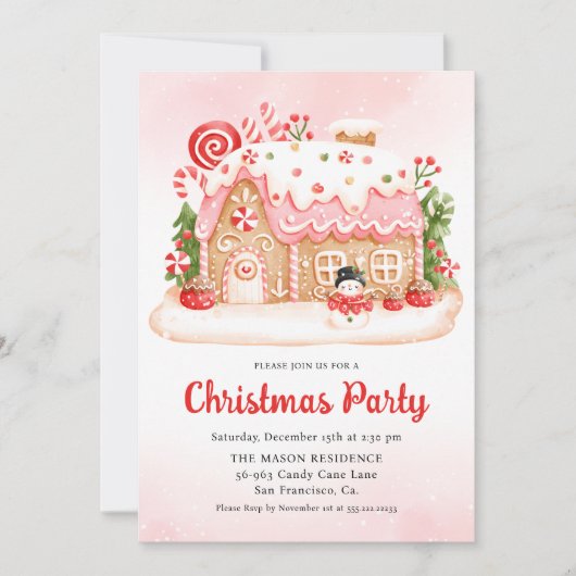 ジンガーブレッドハウスクリスマスパーティー 招待状 (正面)