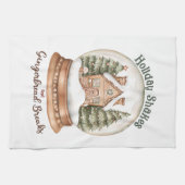 ジンガーブレッドハウスクリスマスホリデースノーグローブ キッチンタオル (横)