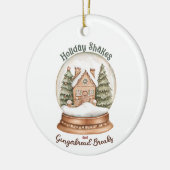 ジンガーブレッドハウスクリスマスホリデースノーグローブ セラミックオーナメント (左)