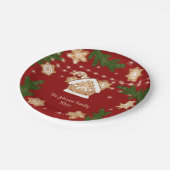 ジンガーブレッドハウスクリスマスホリデーレッドグリーン ペーパープレート (アングル)