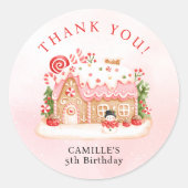 ジンガーブレッドハウスクリスマス誕生日ありがとう ラウンドシール (正面)