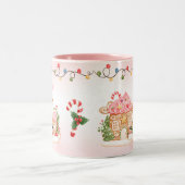 ジンガーブレッドハウスクリスマパーソナライズされたス ツートーンマグカップ (中央)